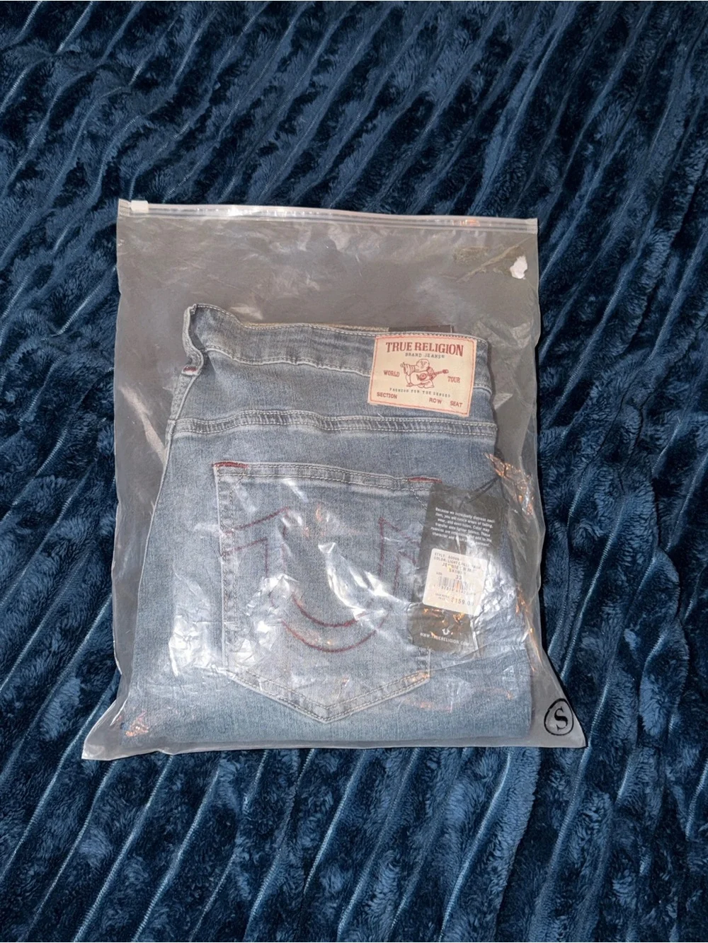 True Religion Light Blue Denim Jeans with Red Stitching
